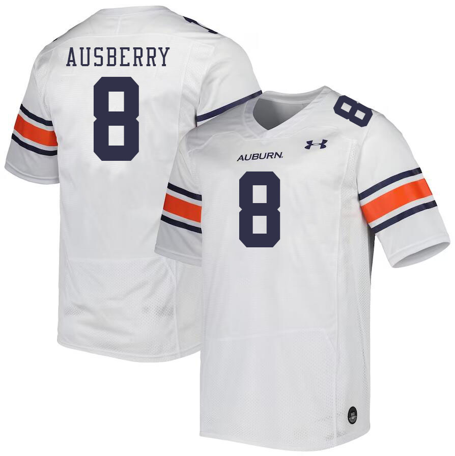 Men #8 Austin Ausberry Auburn Tigers College Football Jerseys Stitched-White